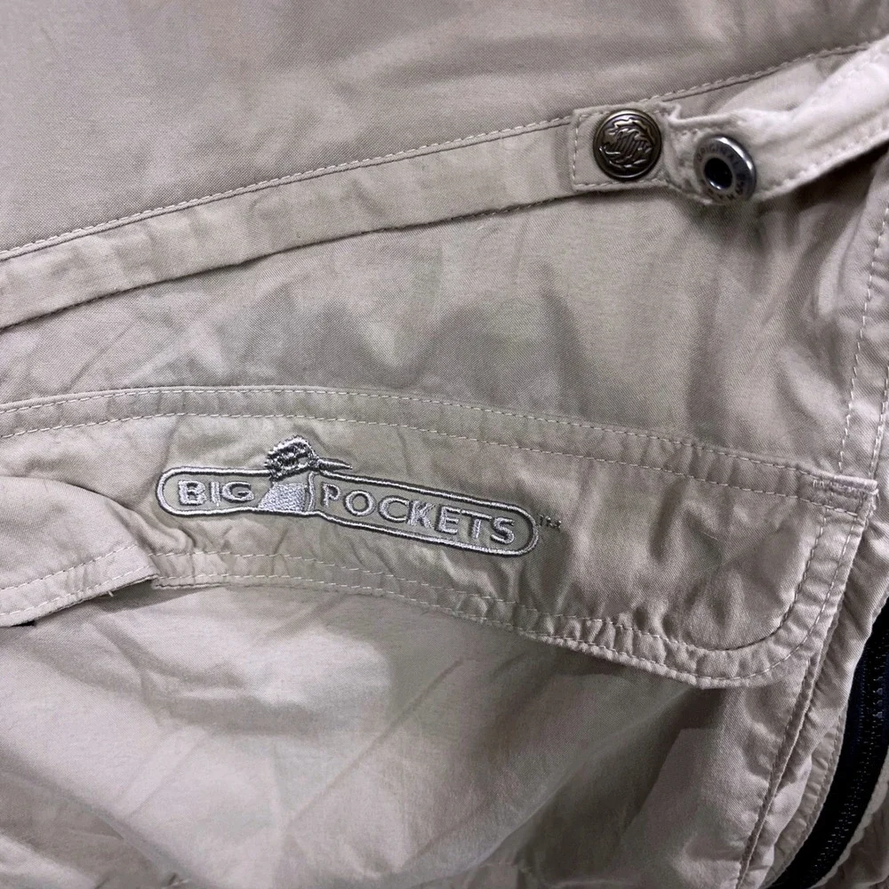 Big Pockets Fishing Vest Khaki XL Full Zip Utility Outdoor Angler Travel Vest